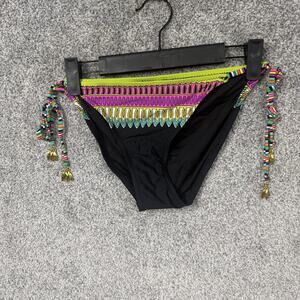 Trina Turk Bikini Bottom 8 Multicolor Tassel Side Tie Boho Festival Swimwear